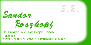 sandor roszkopf business card