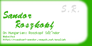 sandor roszkopf business card